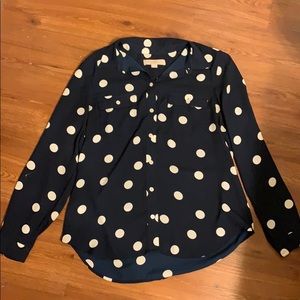 Polka Dot Button Down Blouse